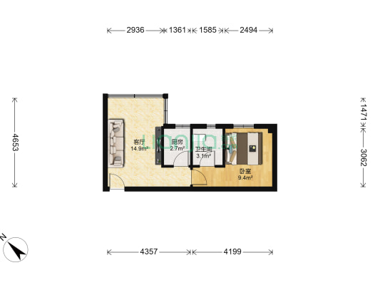 鸿福花园(番禺) 1室1厅1卫 37平方