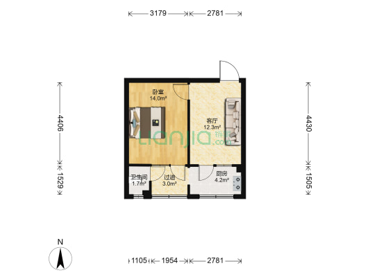 郭家桥西街5号 1室1厅1卫 41平方