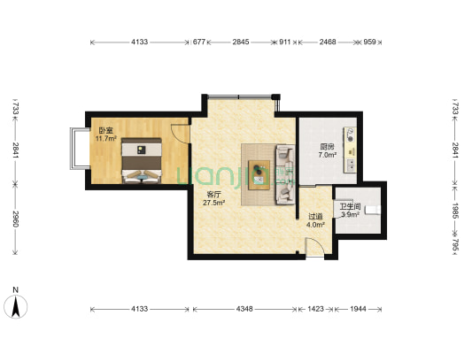阳光银座 1室1厅1卫 70平方
