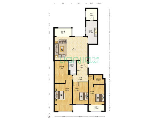 富力江湾新城 3室1厅1卫 221平方
