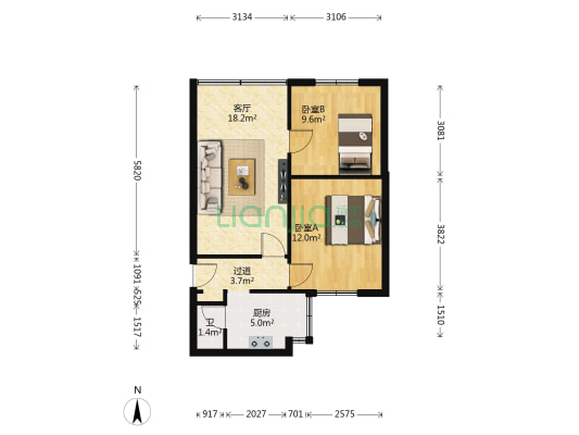 五九小区 2室1厅1卫 63平方