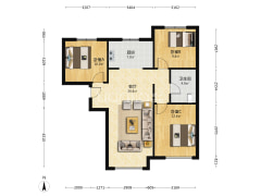 高铁新干线南北三居毛坯有房本随时看房-涿州高铁新干线户型图