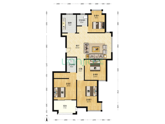 凤山雅苑 4室1厅2卫 145平方