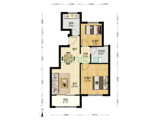 钰泉花园西区 2室1厅1卫 82平方
