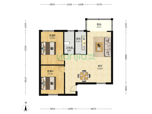 中南小区 2室1厅1卫 95平方