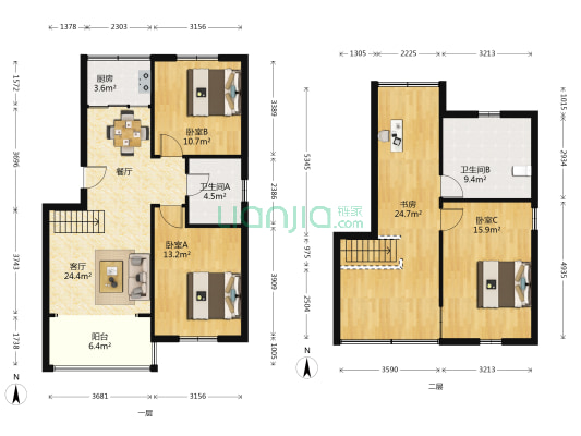 汇达公寓 4室1厅2卫 75平方