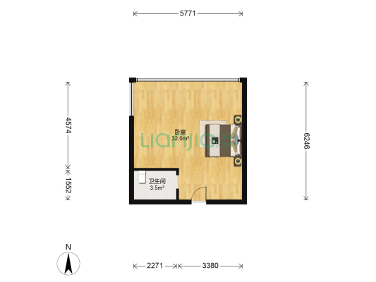 中山龙郡 1室0厅1卫 34平方