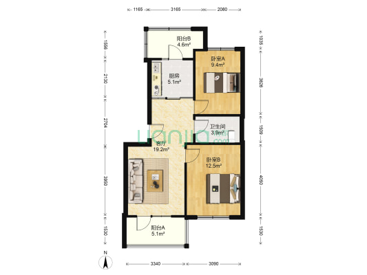一汽50B街区 2室1厅1卫 71平方