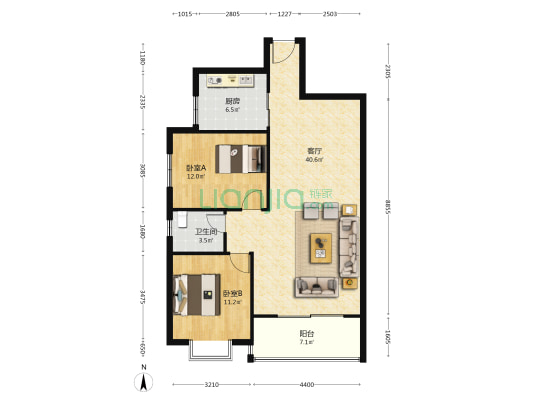 美寓明城 2室1厅1卫 100平方