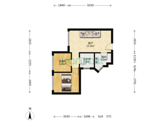逸湖居 2室1厅1卫 46平方