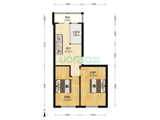 147中学家属楼 2室1厅1卫 65平方