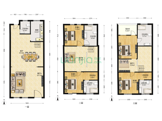 九龙领仕汇 4室4厅5卫 233平方
