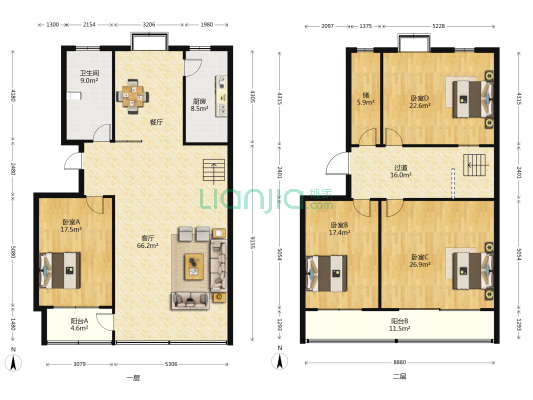 盛安家园 4室1厅1卫 270平方