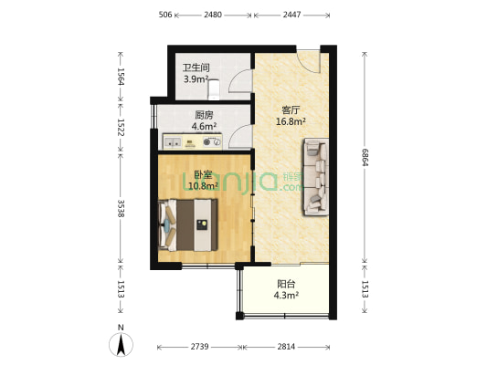 正大·清華苑 1室1厅1卫 59平方