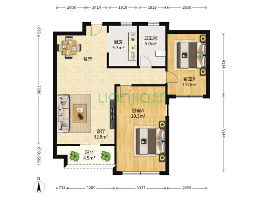 奥体沁园 2室1厅1卫 89平方
