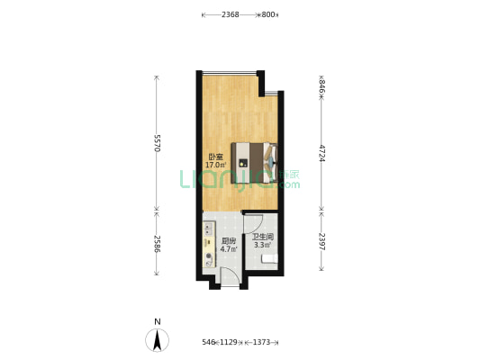长安万科广场 1室0厅1卫 44平方