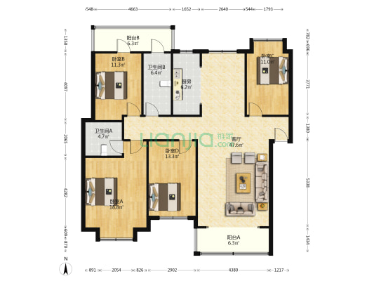 和顺佳苑 4室1厅2卫 143平方