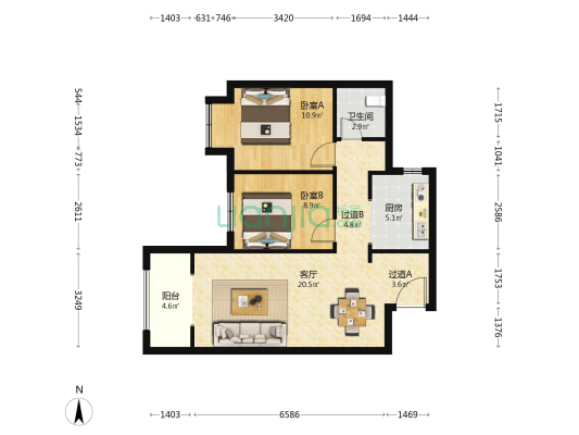 翡丽西安 2室1厅1卫 83平方