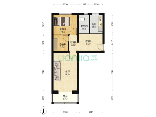 富帛家属院 2室1厅1卫 60平方