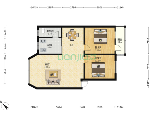 建政小区 2室1厅1卫 93平方