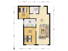 鸿坤理想湾南区 2室1厅 南-涿州鸿坤理想湾南区户型图