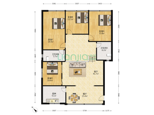 佳怡苑 4室2厅2卫 160平方