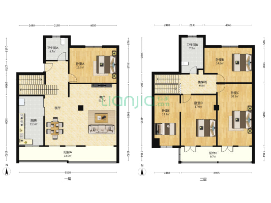 田林花苑 5室1厅2卫 206平方