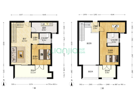 海航豪庭南苑五区 2室1厅2卫 127平方