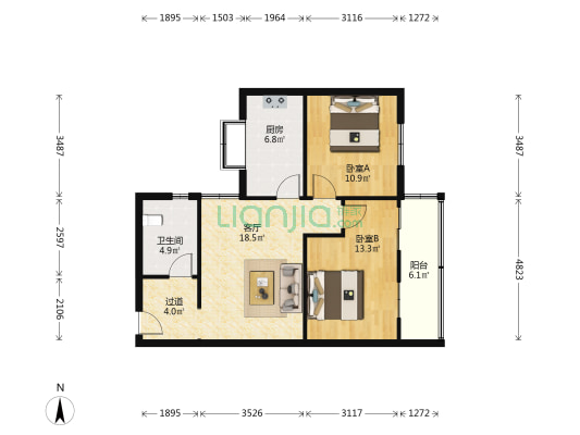更新小区东区 2室1厅1卫 80平方