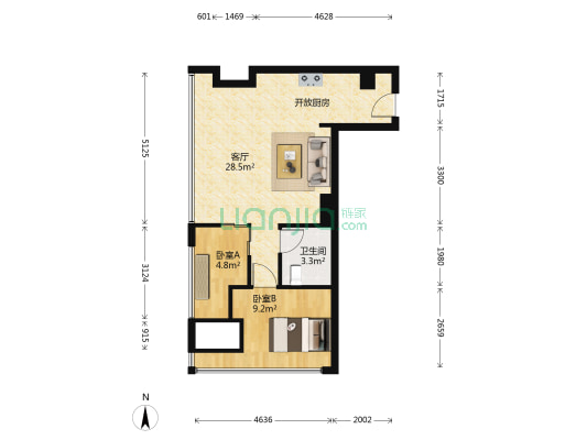 运河印 2室1厅1卫 76平方