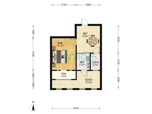 惠东里 1室1厅1卫 40平方