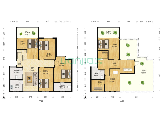 中景名苑 6室1厅3卫 110平方