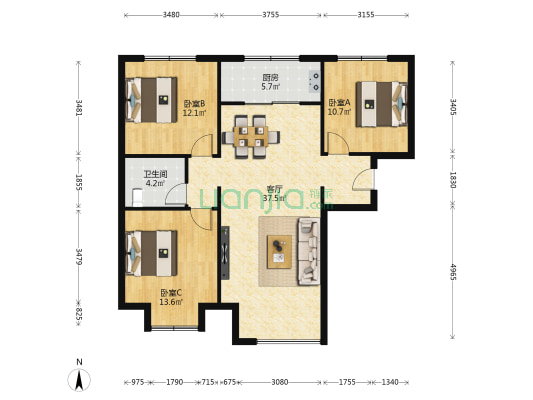 盛世嘉豪 3室1厅1卫 118平方