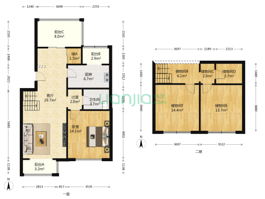 艺术家园 1室1厅1卫 138平方