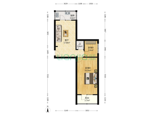 省城市建材公司家属院 2室1厅1卫 50平方