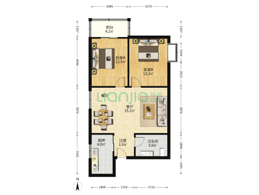 西北电力建设第四工程公司众华新区 2室1厅1卫 89平方