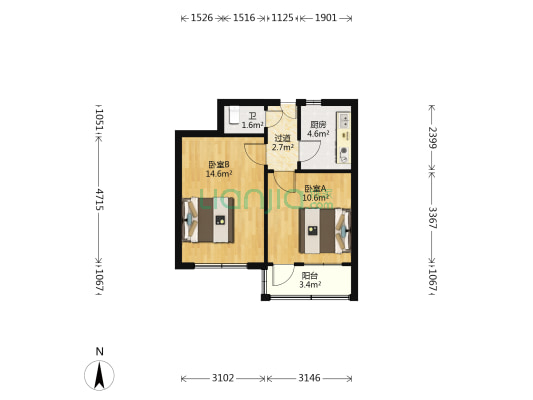 大虞小区 2室0厅1卫 45平方