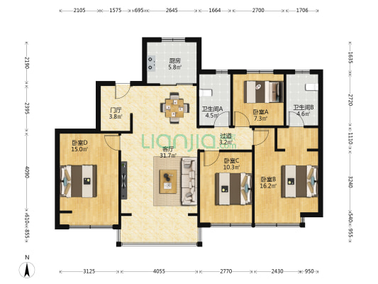 悦府 4室1厅2卫 149平方