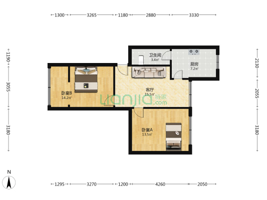 广宇小区 2室1厅1卫 67平方