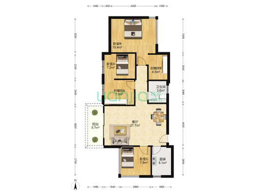 大嘉汇·尚悦 3室1厅1卫 86平方