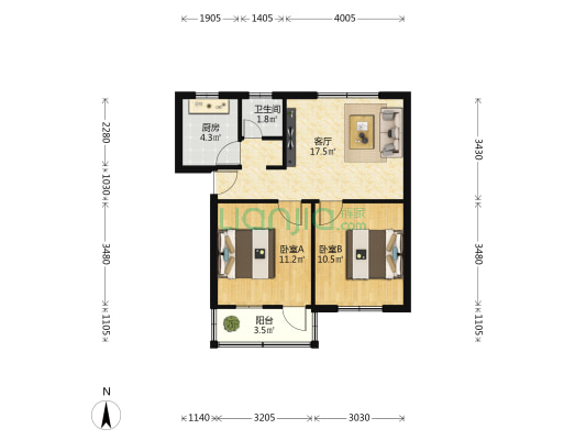海角路167号外贸宿舍  2室1厅1卫 54平方