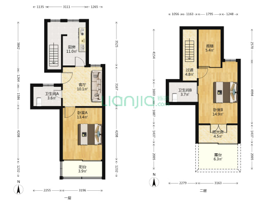 醋库巷68号 2室1厅2卫 48平方
