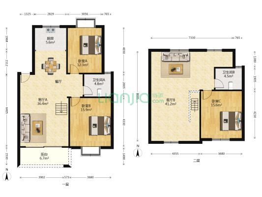金霞东苑 3室2厅2卫 96平方