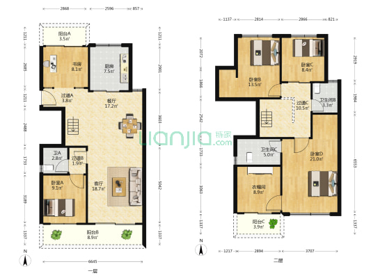 三合院 5室2厅3卫 155平方