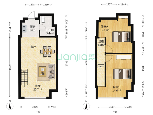 远景国际公馆 2室1厅1卫 51平方