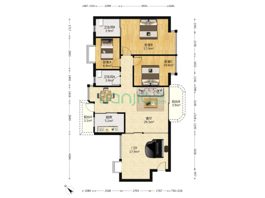 绿海名都 3室1厅2卫 112平方