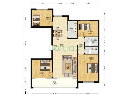 碧桂园翡翠湾 4室1厅2卫 148平方