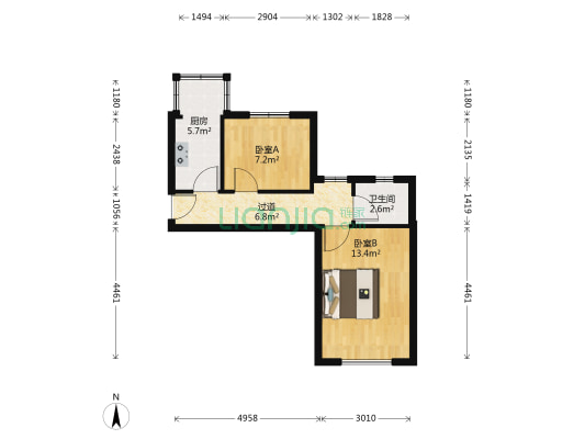 维多利亚(二道区) 2室0厅1卫 51平方