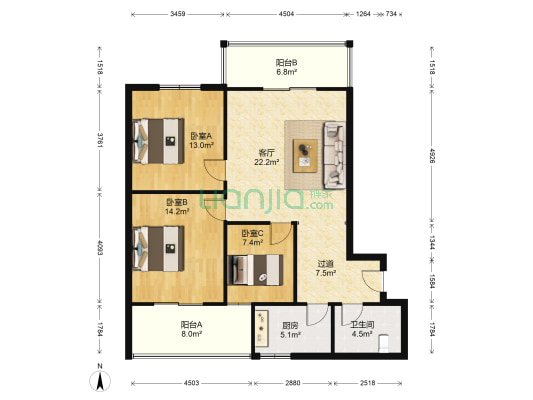 白鸽新园 3室1厅1卫 120平方