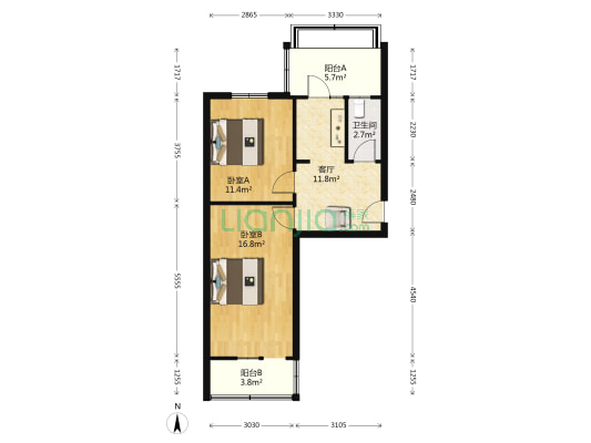工农路129号 2室1厅1卫 62平方